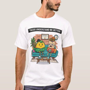 Camiseta Diseño vectorial divertido con temática de comida