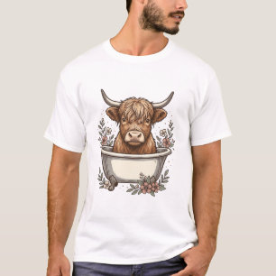 Camiseta Diseño vectorial floral de bañera de vaca de las T