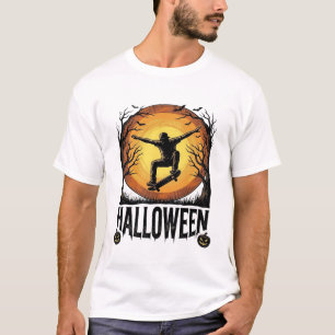 Camiseta Diseño vectorial vintage de monopatín de Halloween