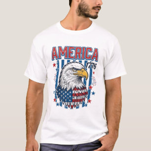 Camiseta Diseño vectorial vintage del águila patriótica de