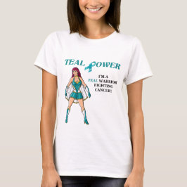 Camiseta Diseño verde azulado 2 del cáncer ovárico de la