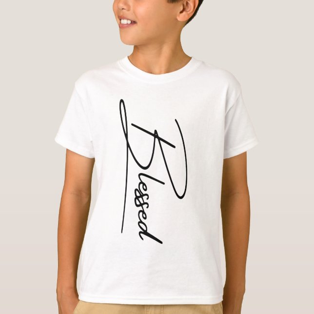 Camiseta Diseño vertical ‘bendecido’ de fe cristiana única (Anverso)