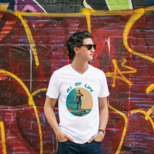 Camiseta Diseño vibrante con el hombre en la tabla de remo 