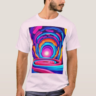 Camiseta Diseño vibrante de túnel geométrico neonatal