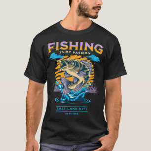 Camiseta Diseño Vintage Atrapado en la Pesca