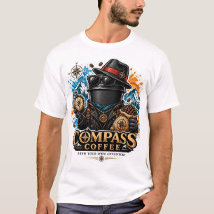 Camiseta Diseño Vintage Aventura Café Brújula