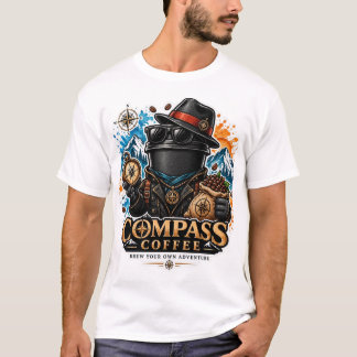 Camiseta Diseño Vintage Aventura Café Brújula