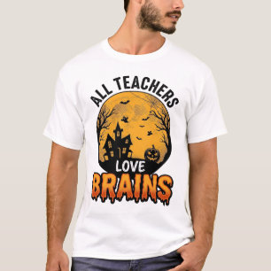 Camiseta Diseño Vintage Cerebros Amor Halloween Profesor_1