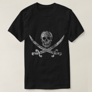 Camiseta Diseño Vintage de Cráneo de Pirata y Espadas Cruza