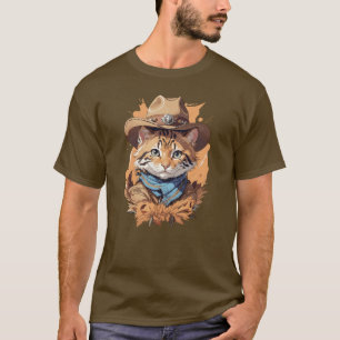 Camiseta Diseño Vintage de Gatito Vaquero