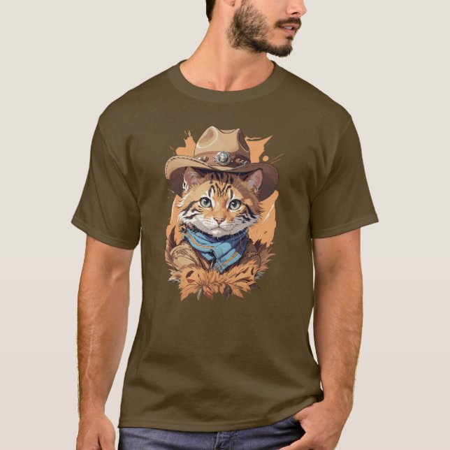 Camiseta Diseño Vintage de Gatito Vaquero (Anverso)