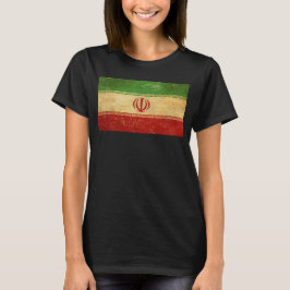 Camiseta Diseño Vintage de la Bandera de Irán Mujer Negro