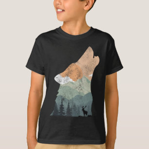 Camiseta diseño vintage de la naturaleza con silueta de lob
