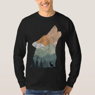 Camiseta diseño vintage de la naturaleza con silueta de lob