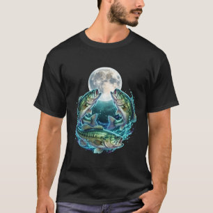 Camiseta Diseño vintage de pescador de pez sol azul luna au