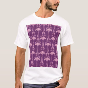 Camiseta Diseño violeta rosa de papel de escritorio floral