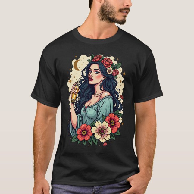 Camiseta Diseño Virgo Zodiac - Soltera Floral con Spra de O (Anverso)
