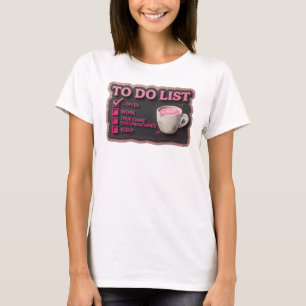 Camiseta Diseño Visual de COFÉ TRABAJO CRIMEN REAL Rosa Ele
