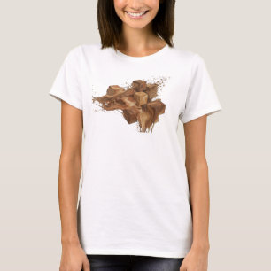 Camiseta Diseño Visual de Cubos Abstractos Naranja Elegante