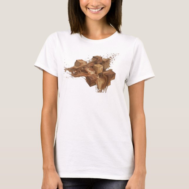 Camiseta Diseño Visual de Cubos Abstractos Naranja Elegante (Anverso)