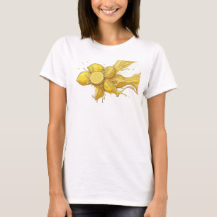 Camiseta Diseño visual de limones abstractos dorados con es