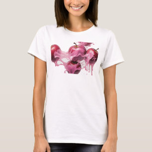 Camiseta Diseño visual de manzana abstracta rosa de moda
