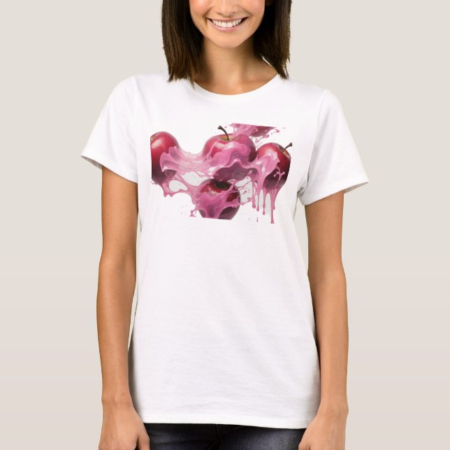 Camiseta Diseño visual de manzana abstracta rosa de moda (Anverso)