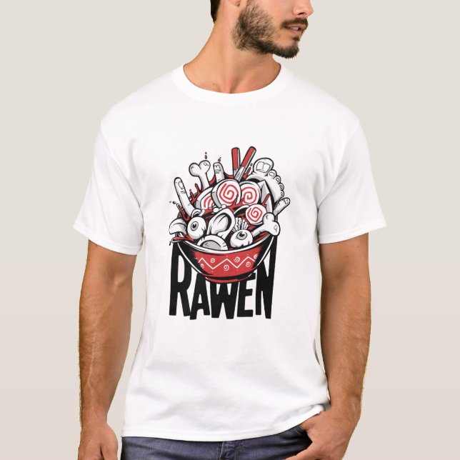 Camiseta Diseño Zombie de Noodle Ramen loco (Anverso)