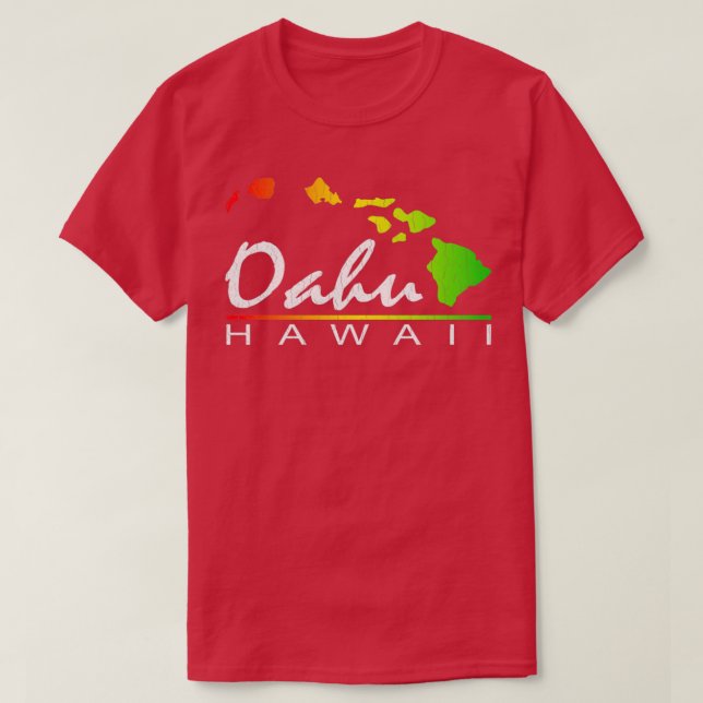 Camiseta Diseños angustiados de Oahu Hawaiian Islands (Diseño del anverso)