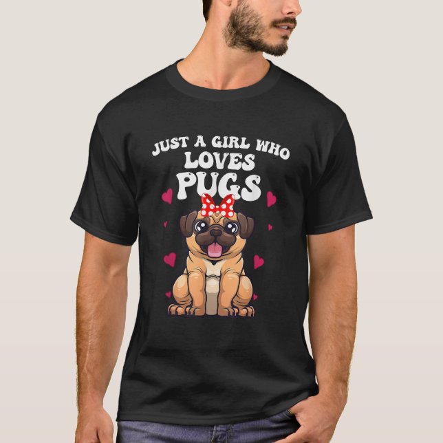 Camiseta Diseños Cute Pug Para Mujeres Chicas Mascota Perro (Anverso)
