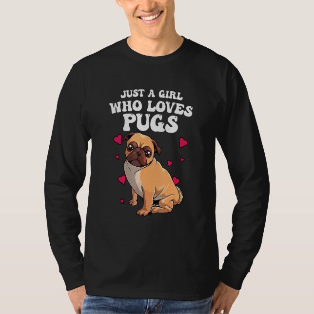 Camiseta Diseños Cute Pug Para Mujeres Chicas Mascota Perro (Anverso)