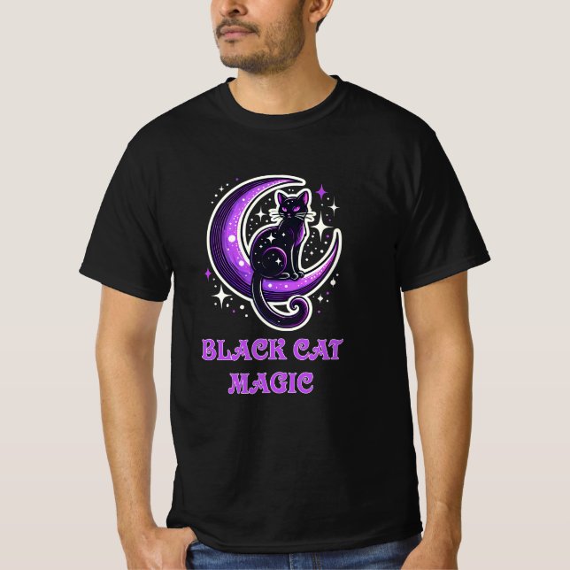 Camiseta Diseños de gato negro adorable y caprichoso (Anverso)