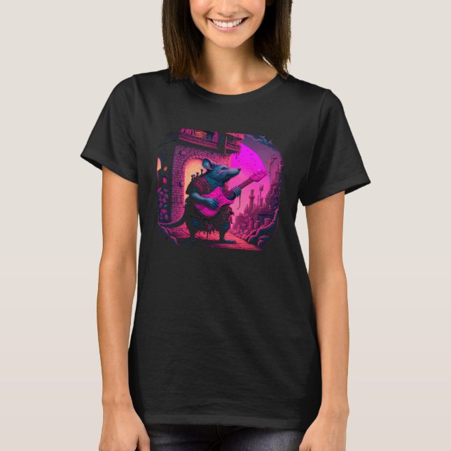 Camiseta diseños de ratón guitarrista (Anverso)