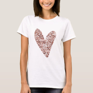 Camiseta Diseños de Rosa de Purpurina de corazón de corazón