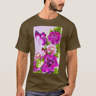 Camiseta Diseños florales de mariposa morada
