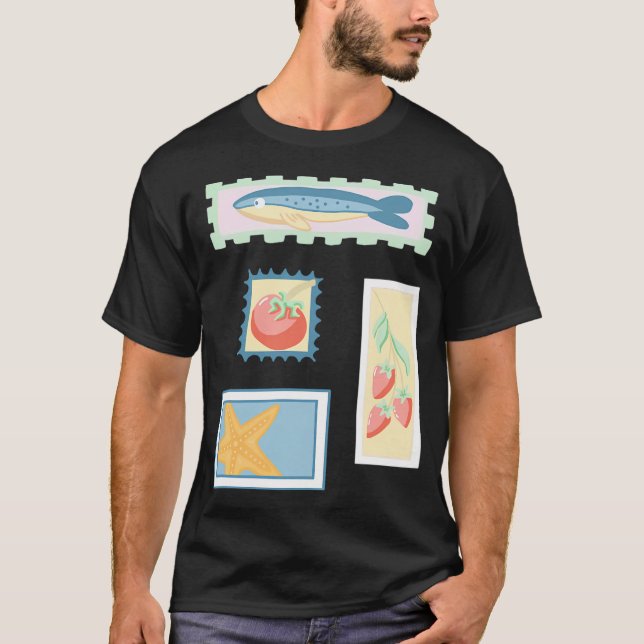 Camiseta Diseños Pastel de Estilo de Sello (Anverso)