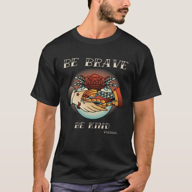 Camiseta Diseños Vintage Brave Kind Tattoos. Pullover Hoodi (Anverso)