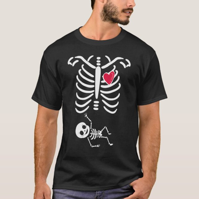 Camiseta Disfraces de embarazo de Halloween Esqueleto preña (Anverso)