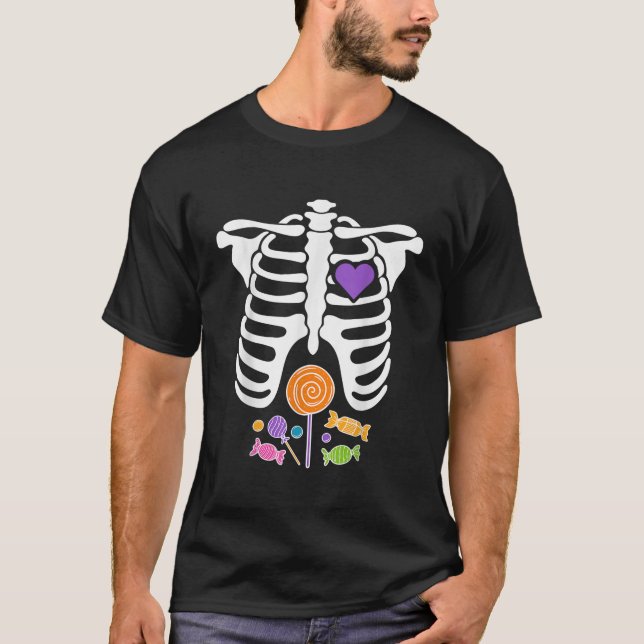 Camiseta Disfraces de esqueleto de caramelo de Halloween pa (Anverso)