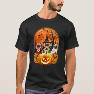 Camiseta Disfraces de Halloween de perro pug momia bruja de