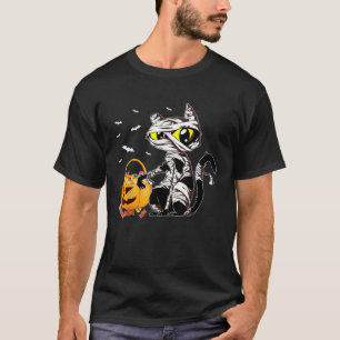 Camiseta Disfraces de Halloween Gato Momia Calabaza Cesta d