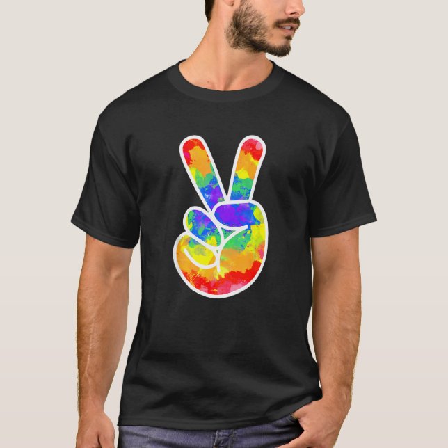 Camiseta Disfraces de Halloween Hippie Dedo de tinte de los (Anverso)