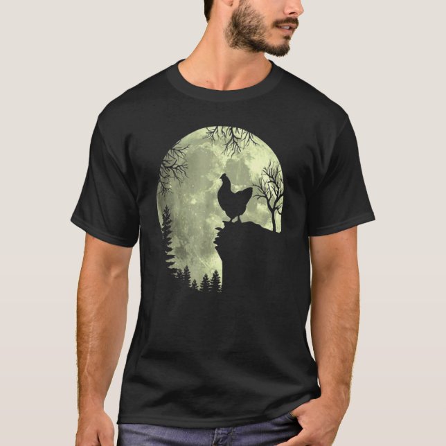 Camiseta Disfraces nocturnos de pollo Bosque Colina Blanco (Anverso)