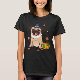 Camiseta Disfraz de Acción de Gracias Pug Peregrino Pavo Ho