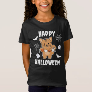 Camiseta Disfraz de bata de calabaza de Halloween Feliz Gat