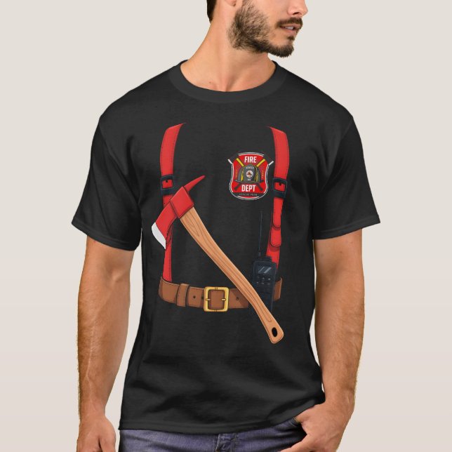Camiseta Disfraz de Bombero Halloween Uniforme de Bombero F (Anverso)