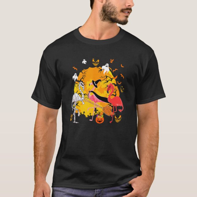 Camiseta Disfraz de bruja del partido Flamingo Pumpkin Hall (Anverso)