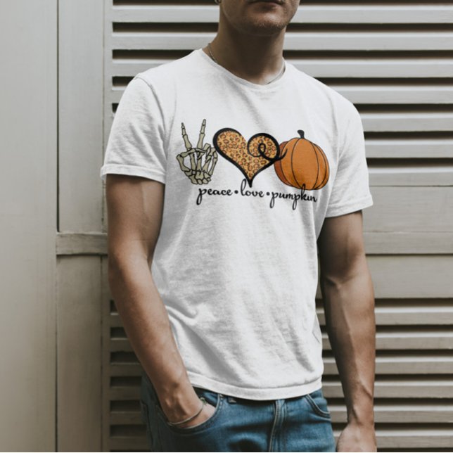 Camiseta Disfraz de calabaza de amor de paz esqueleto de Ha (Subido por el creador)