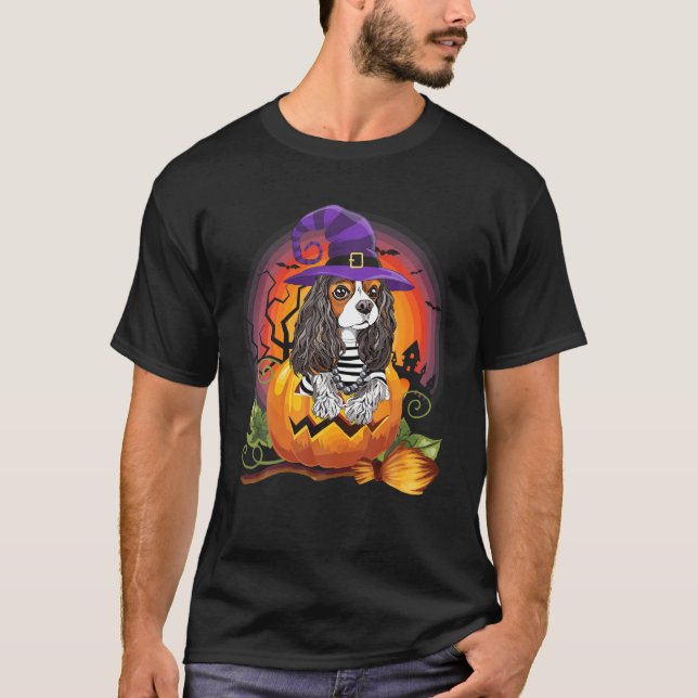 Camiseta Disfraz de calabaza de bruja de Cavalier Halloween (Anverso)