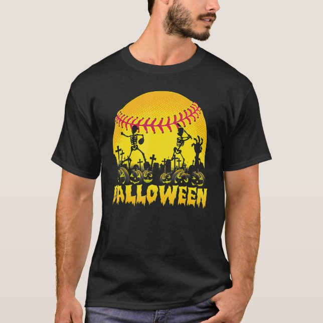 Camiseta Disfraz de calabaza de Halloween en el Softball de (Anverso)